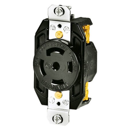 Bryant Locking Receptacle, L22-30R, 30 A, 277/480V AC, Three Phase, 4 Pole, Flush Mount, Screw Terminals 72230FR